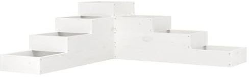 Eleganz Escalera para plantas de 4 peldaños de madera de pino maciza, color blanco, 106 x 104,5 x 36 cm, estable estantería de jardín para plantas, flores y hierbas, ideal para jardín, terraza o