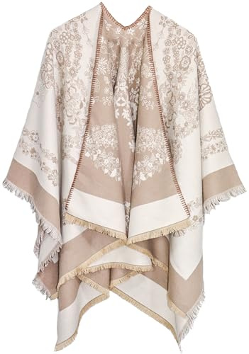 Miaikvs Poncho Ouvert sur Le Devant pour Femme - Couverture surdimensionnée réversible