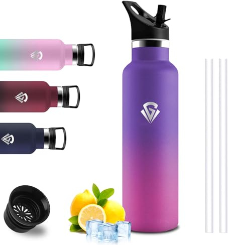 Borraccia Termica, Borraccia 750 ml, Senza BPA, Borracia con Cannuccia e Filtro, Senza Perdite, Bottiglia Termica, Borracce Termiche per Campeggio, Uffici, Caffè, Viaggio, Palestra, Yoga