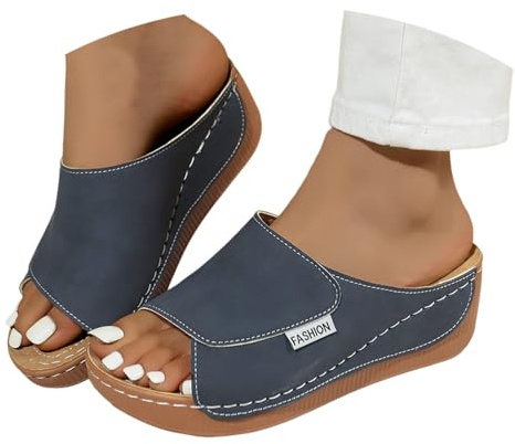 Ciabatte Donna Estive Ciabattine Gelato Zoccoli Estivi Ciabatta Estiva Espadrillas Zeppe Legno Ortopediche Mare Comode In Gomma Casa Sughero Pantofole Eleganti Con Zeppa Piscina,Blue,Blu,40