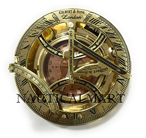 NauticalMart 12,7 cm große Sonnenuhr-Kompass aus Messing