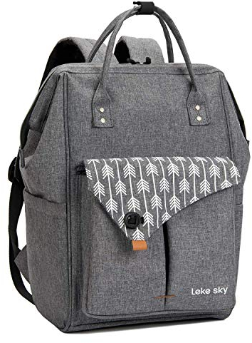 Lekesky Laptop Rucksack Bag 15.6 Inch Computer Backpack School Bag for Travel Business College Women Men- Grey