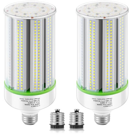 2-Pack 100W LED Corn Bulbs,5000K,AC110-277V,14000lm,E26/E39 Base,LED Replacement Metal Halide HID CFL for Commercial Industrial Lighting Warehouse High Bay Light Fixture Garage Workshop