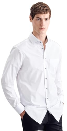 Seidensticker Homme Chemise Regular Fit Langarm Popeline Blanc, 44 EU