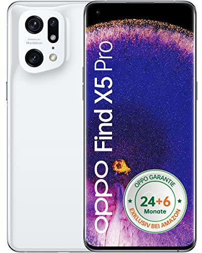 OPPO Find X5 Pro Smartphone, 50 MP Triple Camera, 5000 mAh Battery, 80 W Fast Charging, 6.7 Inch 120 Hz AMOLED Display, Snapdragon 8 Gen 1, 12 GB RAM, 256 GB. Exclusive to Amazon on, White