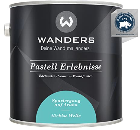Wanders Pastell Erlebnisse 2,5L - Türkise Welle/helles Türkis - Edelmatte Wandfarbe! Küchenmöbellack und Möbelfarbe. Kreidefarbe für Holz & mehr. Hohe Deckkraft, schnell trocknend