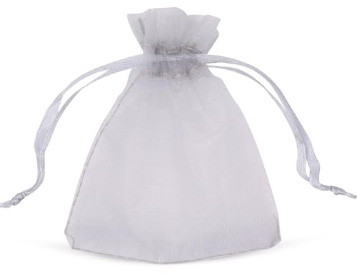 Trimming Shop 10 st organzapåsar, 7 x 9 cm bröllopsfest presentväskor organza presentpåsar ren dragsko smycken påsar för festival, födelsedag, årsdag, festtillbehör