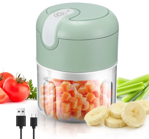 Mini Mixeur Electrique, Hachoir Oignon Hachoir électrique 250ml Coupe Legumes Electrique Avec Port USB, Portable Mini Coupe Legumes Avec 3 Lames Pour Oignons Ail Piment Légumes
