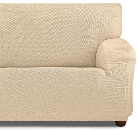 HIPERMANTA Fundas Sofa 2 Plazas Elasticas. Fundas para Sofa. Protector de Sofa. Cubresofa Antimanchas. Suavidad Confort. Tunez Color Beige 2 Plazas (130-190 cm)