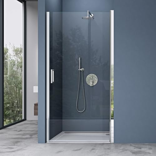 doporro Duschtür Nischentür dusche Duschabtrennung Duschkabine 85x195cm ESG-Sicherheitsglas Duschtür Klarglas Einzeltür mit Hebe- und Senkmechanismus Teramo24K