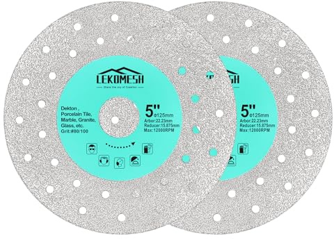 Disco diamante 125 - hojas de corte para vidrio (2 piezas), hojas de corte para granito, muelas de diamante para losas, piedra, azulejos, mármol, granito, hojas de sierra de diamante para vidrio