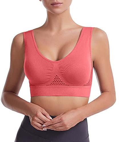Angxiwan Warehouse Clearance Bargains Sale Sports Bras Women Full Coverage Activewear Bra Super Comfort Push up Bralette Breathable Wide Strap Crop Tops Vest Seamless Todays