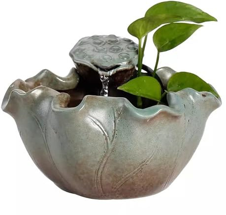 UQACHG Fontane da Tavolo in Stile Ceramica Semplice Piccola Fontana Decorativa con Acqua Corrente Ufficio Soggiorno Decorazione da Tavolo Fontana da Tavolo per Inter,