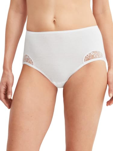 Calida Women's Cotton Desire Midi Brief | 100% Fine Rib Cotton | Lace Leg Trim | Seamless Comfort | OEKO-TEX Certified White
