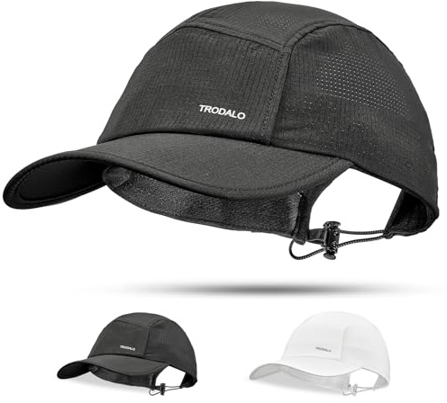 Trodalo Lightweight Baseball Cap for Women Men, Quick Drying Running Hats UPF50+ Tennis Hats Foldable Sport Cap for Outdoor Black
