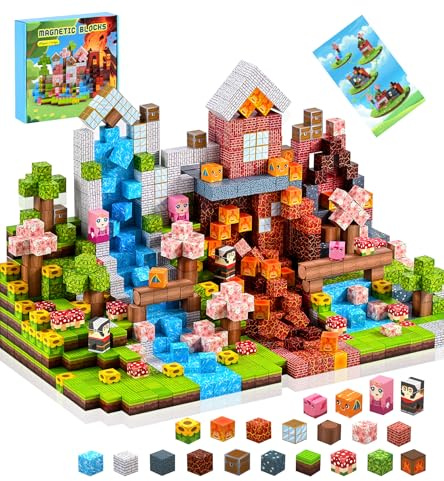 HOPFROG Bloques Magneticos Construccion Niños 200 Piezas Construcciones Magneticas Niños, Piezas Magneticas Juguete Educativo Montessori para 3 4 5 6 7 8 9 10 Años, Regalo de Pascua y cumpleaños