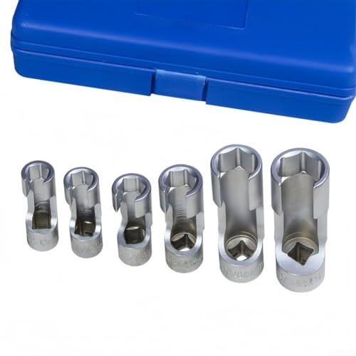 Puupaa Set di 6 chiavi a brugola con estremità aperta, 10, 11, 12, 14, 17, 19 mm, per riparazioni automobilistiche, kit di attrezzi in acciaio con presa sicura per tubi dell'olio e raccordi
