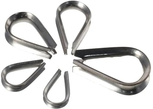 100 pezzi di redancia for funi metalliche da 3-8 mm in acciaio inossidabile 304, in argento, morsetto ad anello, for a forma U Per Funi Metalliche(3.0mm)