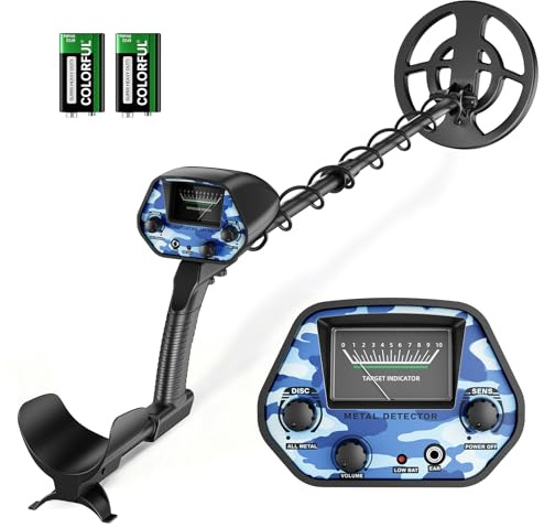 Metal detector per adulti e bambini, bobina impermeabile IP68, rilevatore d'oro regolabile in altezza 94-122 cm, profondità 18 cm, design leggero per oro, monete, ricerca in spiaggia