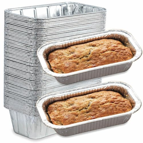 Spare Essentials (65 Pack) 2Lb Foil Bread Pans for Baking, Disposable Bread Pans - Perfect for Baking Banana Bread, Cakes & Meatloaf - 2 Pound Aluminum Pans for Food Serving - 8.5 X 4.5 X 2.5
