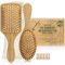 COM-FOUR® lot de 2 brosses à cheveux naturels en bambou - brosse à pagaie avec des poils naturels - 100% végétalien (2 pièces - brosse tout usage + brosse à palette)