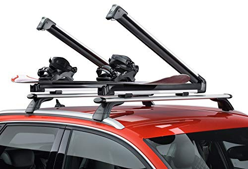 Audi 4M0071129 Skihalter Snowboardhalter Grundträger Dachgepäck T-Nut Tragstäbe, für bis zu 4 Paar Ski oder bis zu 2 Snowboards, ohne Ausziehfunktion