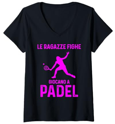 Donna Padel Frase Divertente Ragazza Maglietta con Collo a V