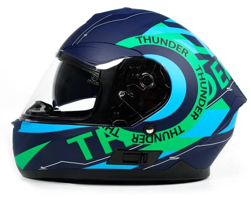 BHR Full Face Motorradhelm mit Doppelvisier 814 RIDE | Full Face Motorradhelm ECE Type Approved mit kratzfestem Doppelvisier | Damen/Herren-Motorradhelm | THUNDER BLUE (MATT) | M
