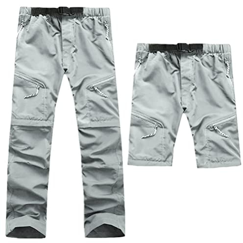 Minetom Pantalon Outdoor Femme Printemps Été Mince Coupe-Vent Séchage Rapide Pantalons Détachable Shorts pour Randonnée Camping Trekking Montagne A Gris 3XL