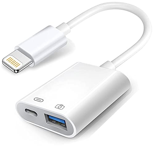 Apple Adaptateur Lightning vers USB pour Appareil Photo avec Port de Charge, câble USB 3.0 OTG pour iPhone/iPad pour connecter Un Lecteur de Cartes, Une clé USB, Un Disque U, Un Clavier, MIDI