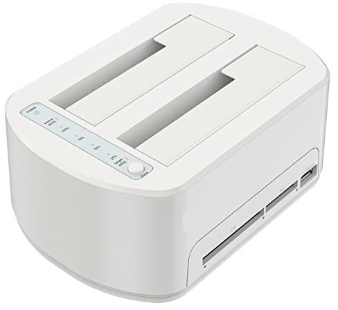 ISHEEP Dual Bay Hard Disk Dock per 2.5&3.5 SATA HDD SSD, Supporta Schede SD CF USB 3.0 e Funzione di Clonazione Docking Station per Dischi Rigidi.K3062CR