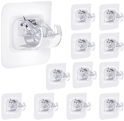 SWAWIS 12X Gardinenhakenhalterung, Gardinenstangenhalterungen Ohne Bohren, Selbstklebende Gardinenstangenhalter Aufhängen von Vorhängen oder Handtuchstangen im Badezimmer, Zimmer, Küche(Transparent)