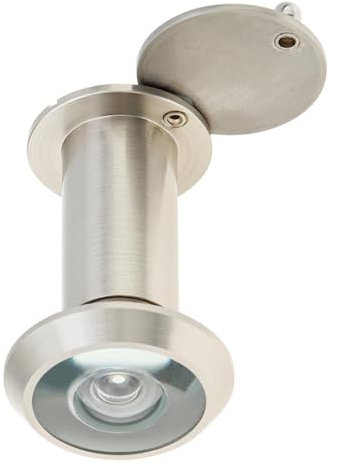 HOJLKLD Mirilla para puerta, mirilla de latón de 200 grados con 16 mm de diámetro y tapa de privacidad para puertas de 35 a 55 mm (níquel satinado)