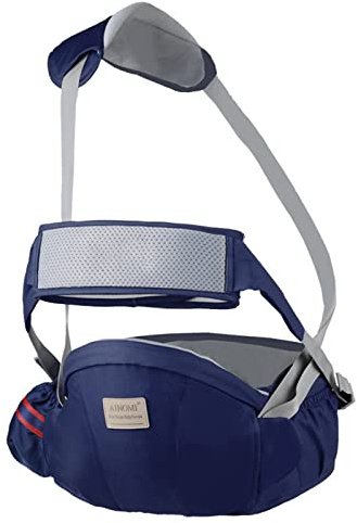 SONARIN Multifuncional Transpirable Portabebé Asiento de Cadera,Portador de Bebé Taburete de Cintura Ergonómico con Cinturón de Seguridad & Correa de Hombro para 3-36 Meses(Azul)