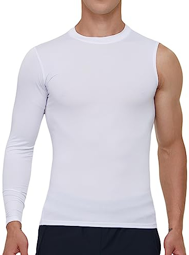 Camiseta de Compresión de Mangas única Larga Hombre Baloncesto Camiseta Interior 1/2 Manga Larga Baselayer Deportiva Camisa de Compresión sin Mangas Base Atlética Secado Rápido Entrenamiento Fitness