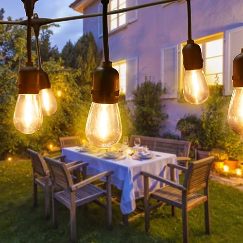 WEDNA Catena Luminosa Esterno 10M, S14 Luci Da Esterno con 10+1 Plastica LED Lampadine, Bianco Caldo 2700K, Impermeabile IP65 Catena Luminosa Decorazione per Gazebo Terrazza Festa Natale