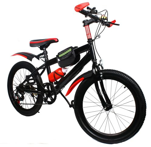 WEIGR 20 tums barncykel från 5 år mountainbike MTB-cykel barncyklar med V-bromsbromsar – skyddsplåt fjädergaffel, mountainbike för flickor pojkar män (röd)