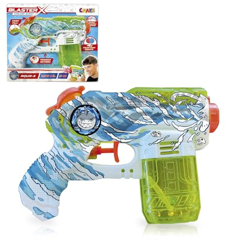 CRAZE Pistole ad acqua Blaster-X Small - pistola ad acqua per bambini da 20 cm, pistola ad acqua con pastiglie colorate, distanza di tiro 10 m, giocattolo per combattimenti in acqua