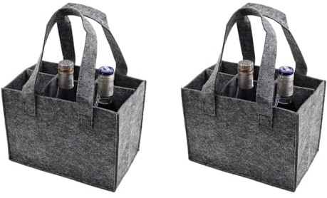 HJIAMA Range Bouteille 2 Pièces, Sacs Cadeaux, Tissu Feutré, Pas Facile de Piluler, 6 Compartiments, Organiseur Sac a Main, Convient pour Emballage Cadeau, Conservation du vin (25 x 16 x 18 cm)