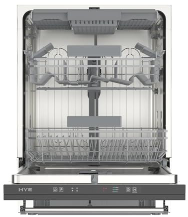 HYE Dishwasher - Integrated Dishwasher with 16 Place Settings, 60cm, Full Size & Built-In Design, Silver, ECO Program, Quick Wash, Quiet (47 dB) - DW01B16PS19