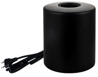LUXULA Tischleuchte JAR mit E27 Fassung, Metall, 180cm Textilkabel mit Schalter, Schwarz, rund - Tischlampe für Wohnzimmer Schlafzimmer Nachttisch - ohne Leuchtmittel