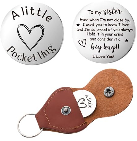 Guqqeuc Big Little Sister Gifts from Brother Sister Birthday Gift for Sisters Keyring Gift for Sis Leaving Graduation Presents for Big Lil Sis Gifts for Women Girls Sisters Pocket Hug Coin