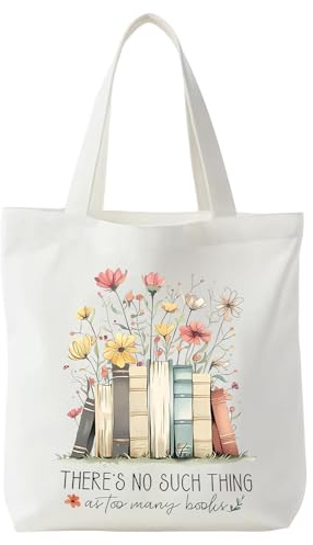 Nhemeylp Tote Bag, Book Lover Gifts, Book Gifts, Reusable Double-sided Printing Canvas Shopping Bag for Book Lover, Women, Christmas, Birthday Present (13.8×15.4 in