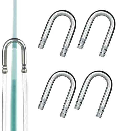 LINLAN Lote de 4 Acero Inoxidable 304 Conectores en U, Diseño Anti-Aplastamiento, Compatible con Tubo de 4 mm ID, Bomba de Aire y Accesorios de Difusor de CO2, para Acuarios Sin Marco