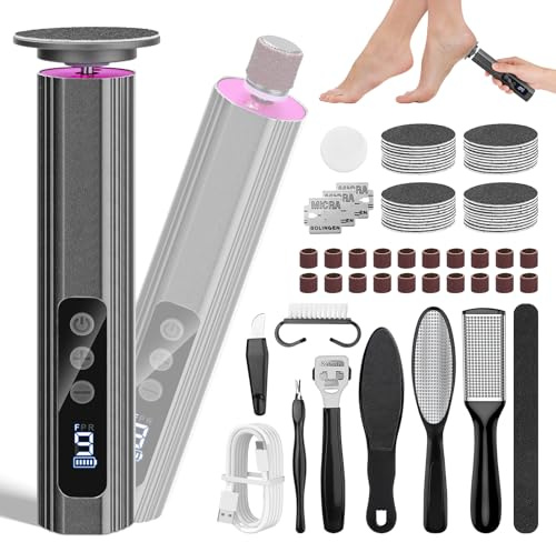 Wolady Pedicure Elettrico Professionale 2 in 1,13000 RPM Potenza Elevata per Rimuovere Calli e Duroni,9 Velocità Regolabili, rimuovi calli piedi elettrico per Donne e Uso Domestico (Nero)