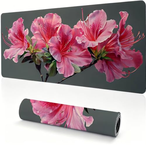Gaming musmatta XXL 700 x 350 x 4 mm, skrivbordsunderlägg azalea rosa 0 x 0–133 | Musmatta med halkfri gummibas och vattentät yta, precision och hastighet för hemmakontor