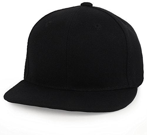 Trendy Apparel Shop Infant to Toddler Kid's Plain Structured Flatbill Snapback Cap - Black