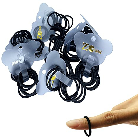 ZCOINS 100-Pack Baby Hair Bobbles, Black 1 Inch (2.5cm) Mini Snag-Free Bands & Ties (2mm Thin), Ouchless & Gentle for Toddlers & Fine Hair