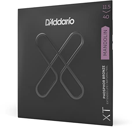 D'Addario Mandolin Strings, XT Phosphor Bronze Coated, XTM11540, Custom Medium 11.5-40, 8-String Set, Pack of 1