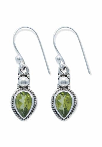Ohrringe 925 Silber Peridot leuchtend grüner Stein Edelstein Ohrhänger echt Silber Damen Sterling Silber Hänger Geschenk (MOH-144-59)